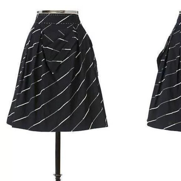 Anthropologie Floreat Subway Stairs Skirt Black Striped Crinoline Tulle Size 6 - Picture 1 of 9